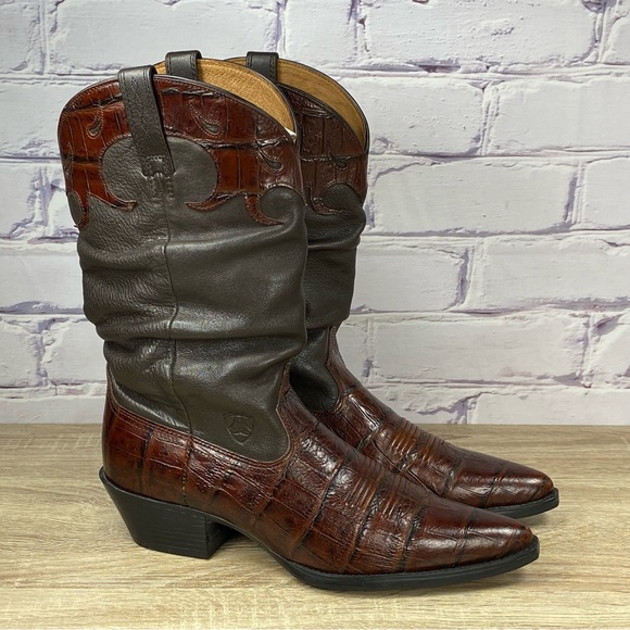 Ariat Shoes - Ariat Ginger Croc Gator Leather Western Cowboy Slouch Boots